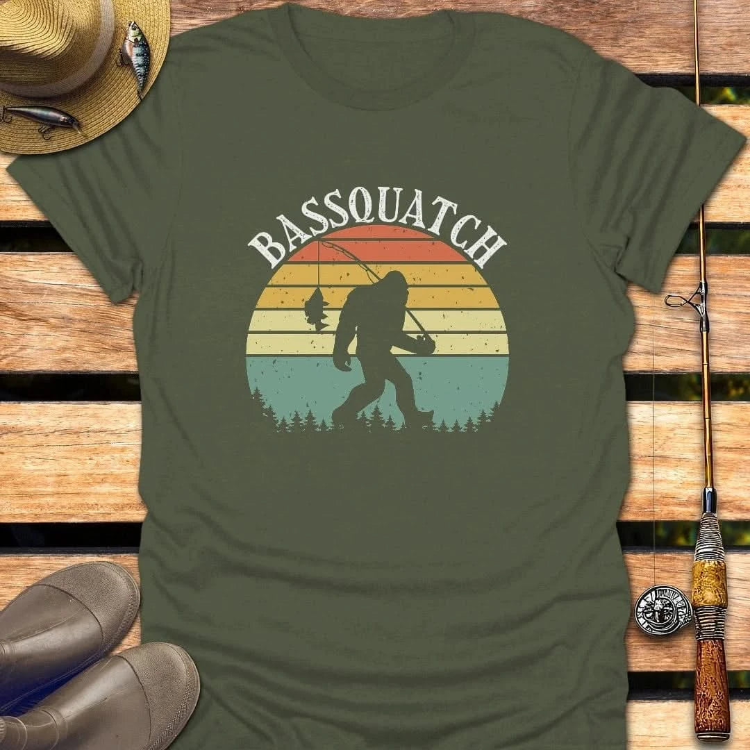 BASSQUATCH T-Shirt FISHING T-Shirt Military Green / S