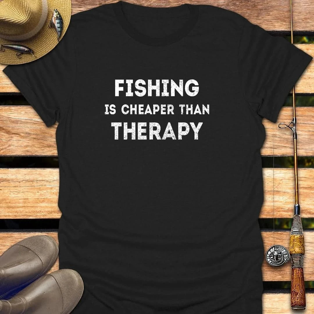CHEAPER THAN THERAPY T-Shirt FISHING T-Shirt Black / S