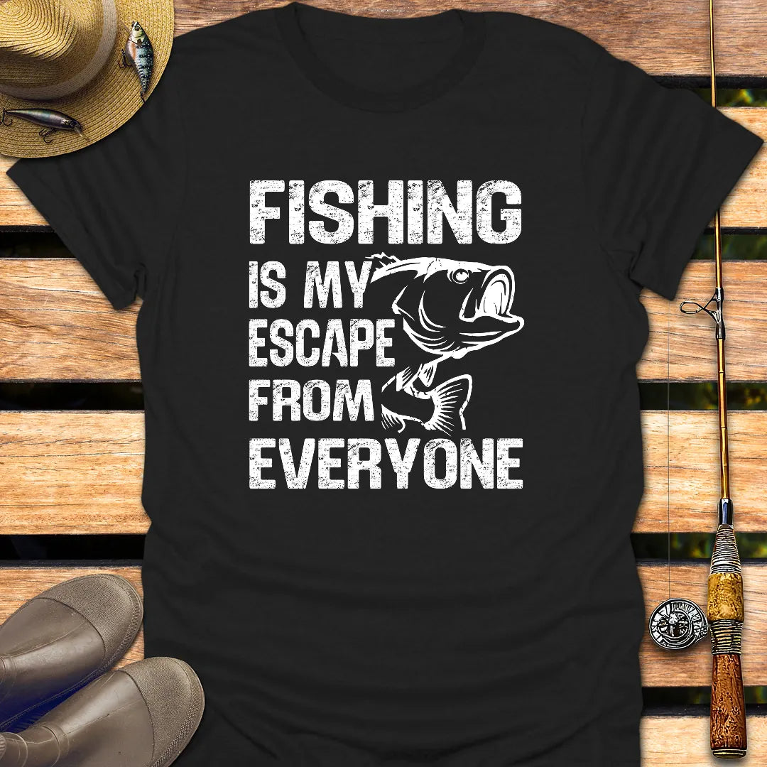 ESCAPE FROM EVERYONE T-Shirt FISHING T-Shirt Black / S