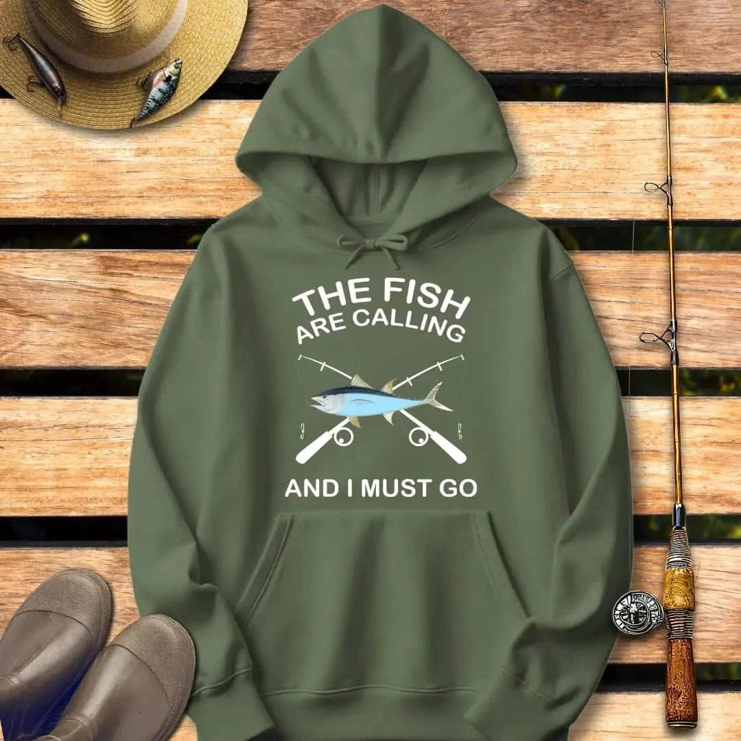 FISH ARE CALLING Hoodie FISHING Hoodie Military Green / S