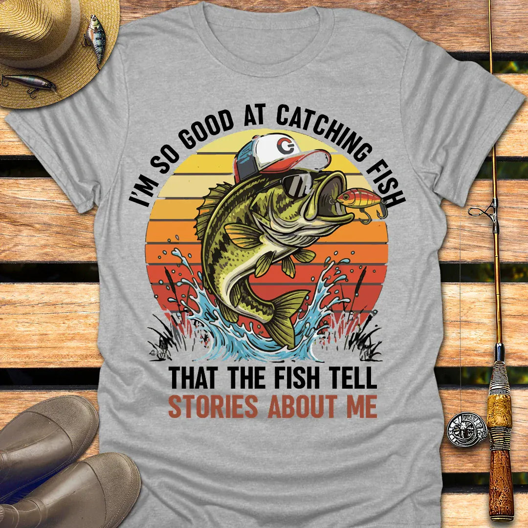 FISH TELL STORIES T-Shirt FISHING T-Shirt Sport Grey / S