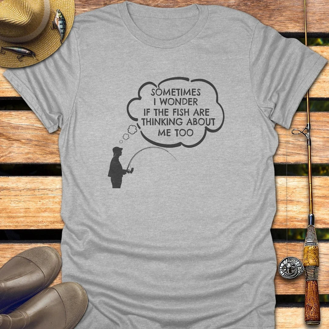 FISH THINK ABOUT ME T-Shirt FISHING T-Shirt Sport Grey / S