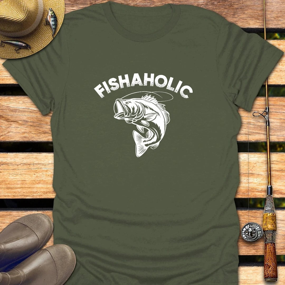 FISHAHOLIC T-Shirt FISHING T-Shirt Military Green / S