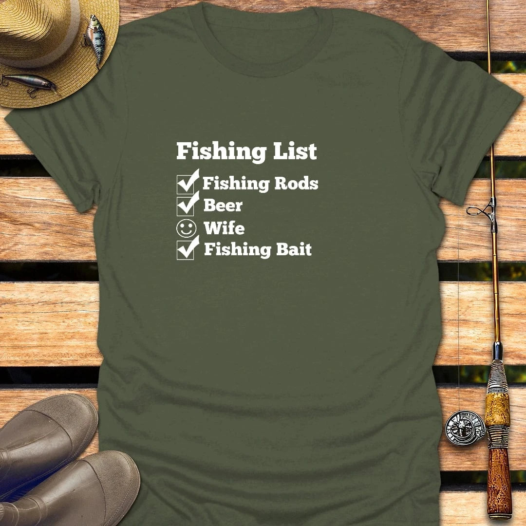 FISHING LIST T-Shirt FISHING T-Shirt Military Green / S