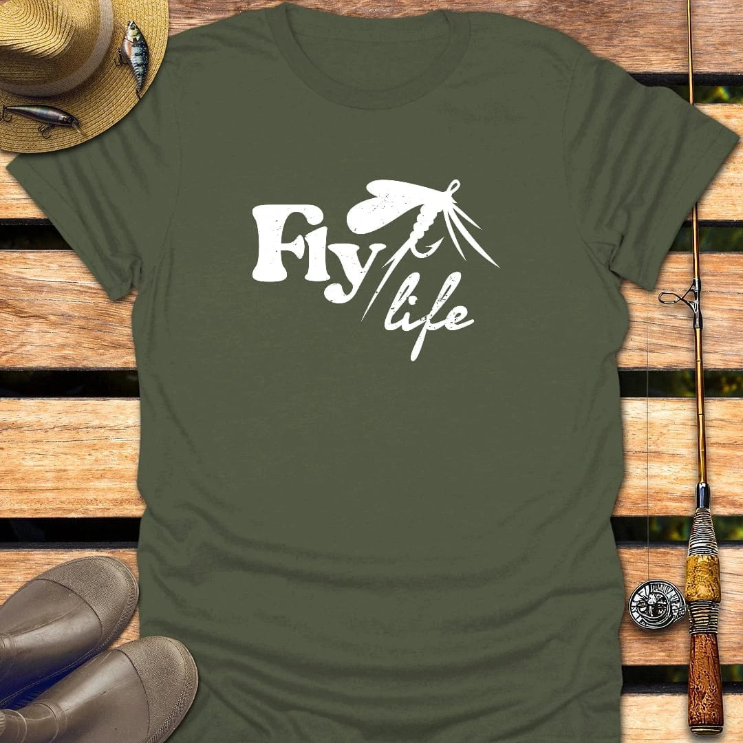 FLY LIFE T-Shirt FISHING T-Shirt Military Green / S