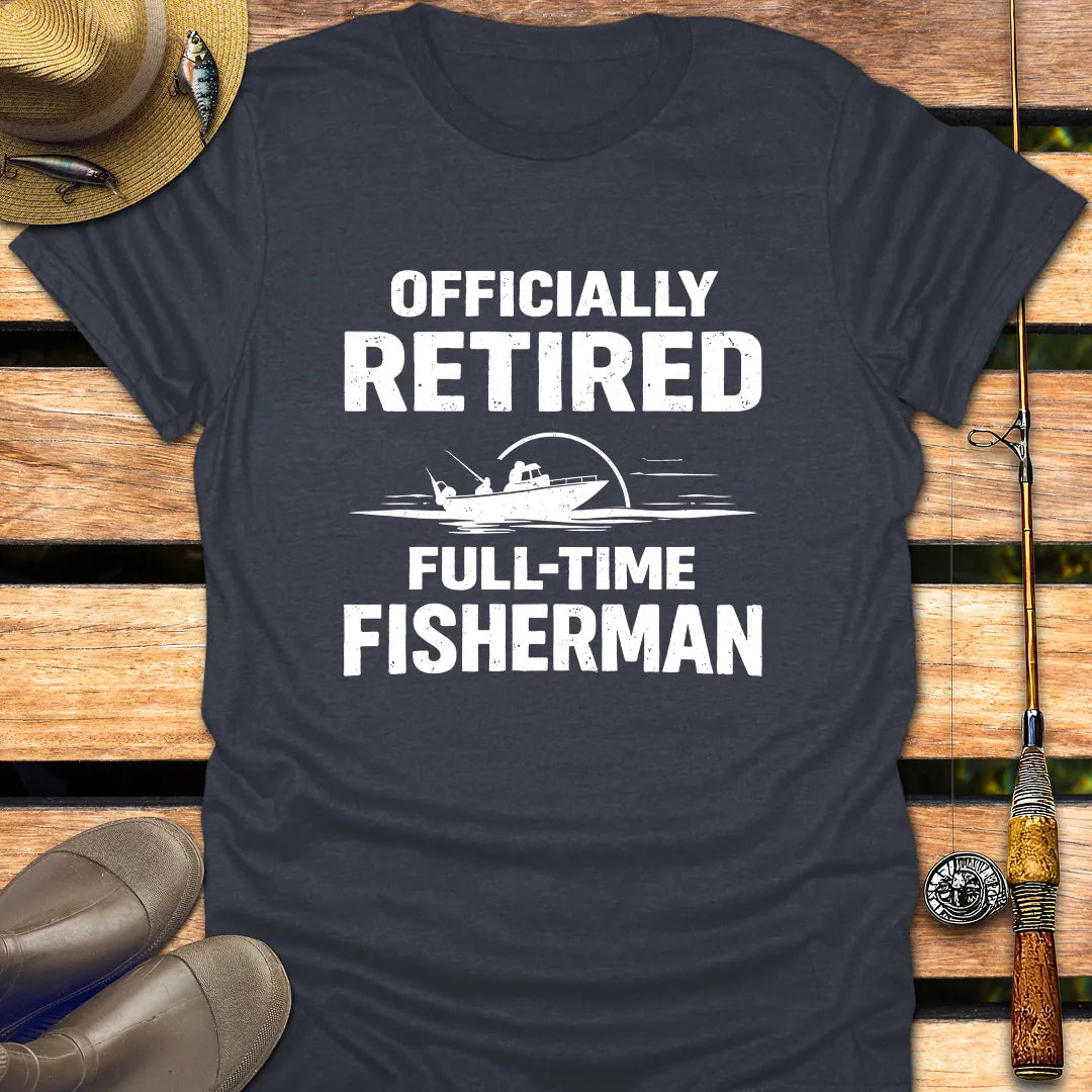 FULL TIME FISHERMAN T-Shirt FISHING T-Shirt Heather Navy / S