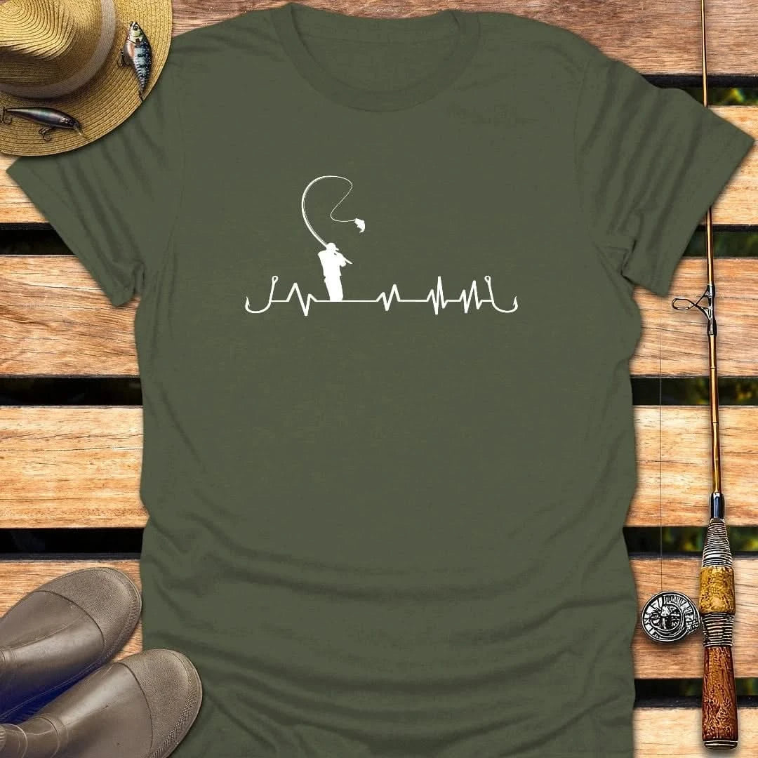 HEARTBEAT T-Shirt FISHING T-Shirt Military Green / S