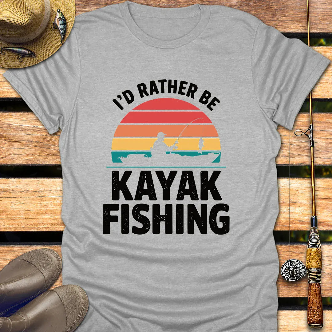 I'D RATHER BE KAYAK FISHING T-Shirt FISHING T-Shirt Sport Grey / S