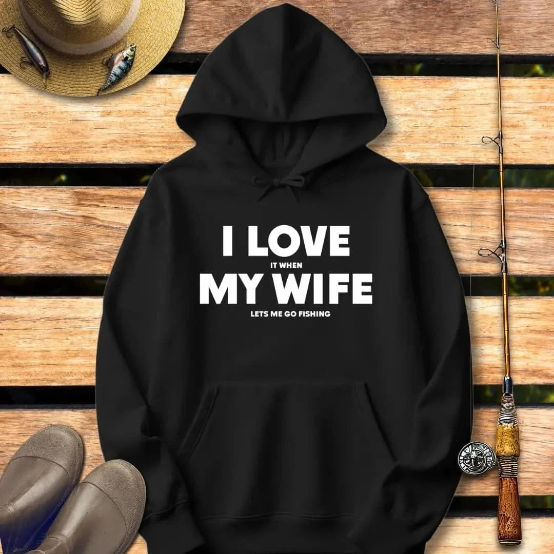 I LOVE MY WIFE Hoodie FISHING Hoodie Black / S