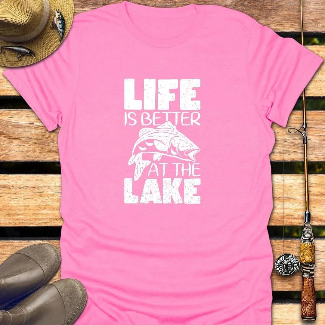 LIFE IS BETTER AT LAKE T-Shirt FISHING T-Shirt Azalea / S