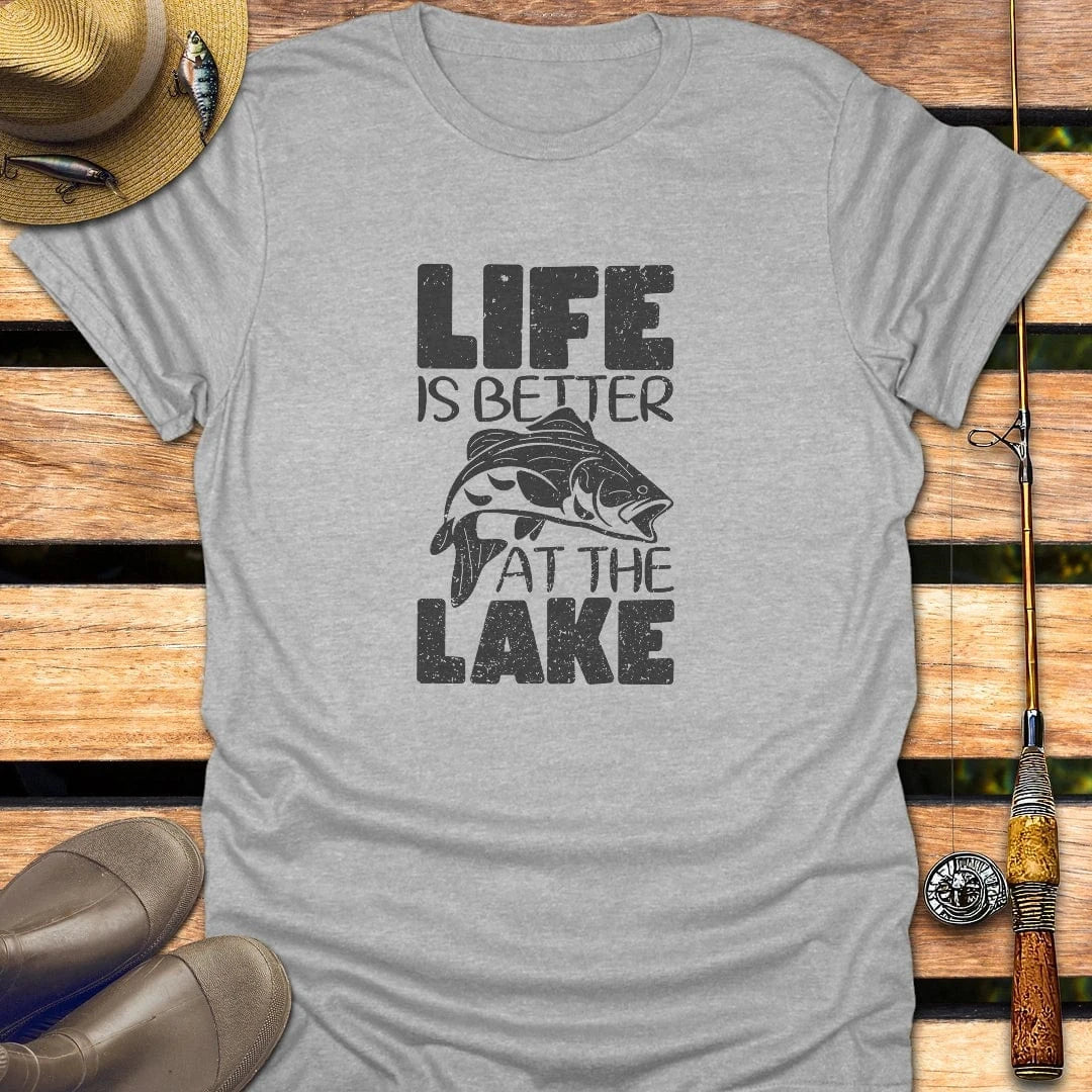LIFE IS BETTER AT LAKE T-Shirt FISHING T-Shirt Sport Grey / S