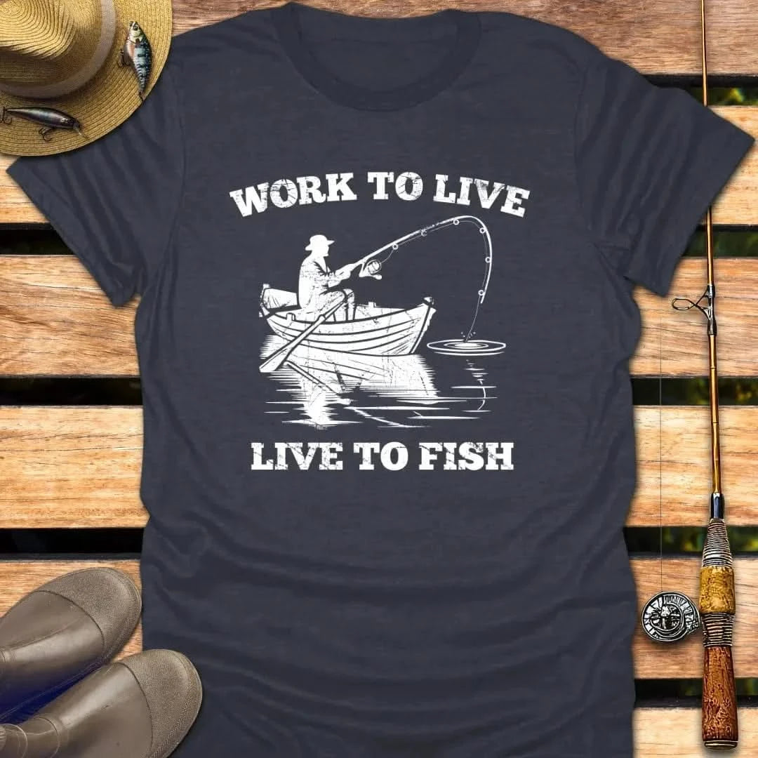 LIVE TO FISH T-Shirt FISHING T-Shirt Heather Navy / S