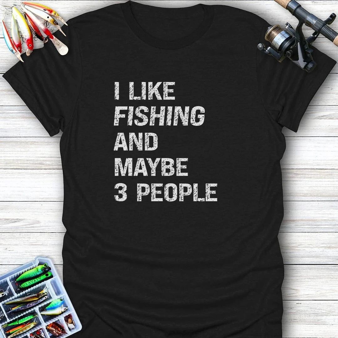 MAYBE 3 PEOPLE T-Shirt FISHING T-Shirt Black / S