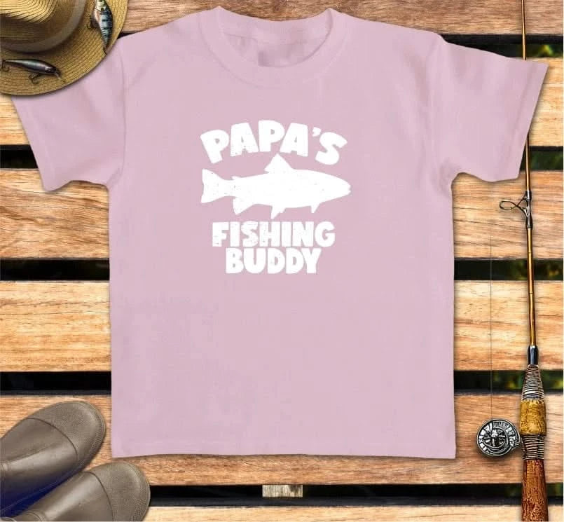 PAPA'S FISHING BUDDY - kid's tee FISHING Kids clothes Light Pink / XS