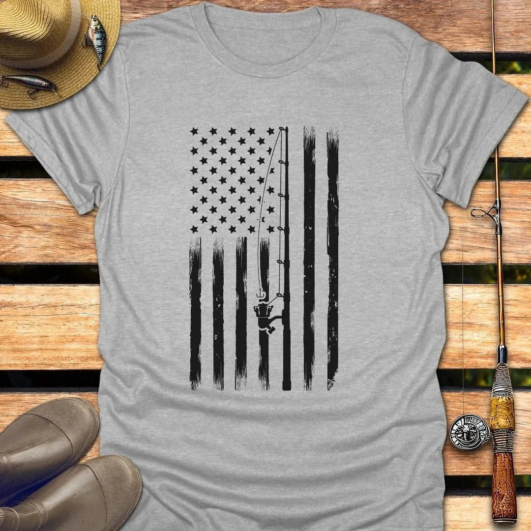 PATRIOT FISHING FLAG T-Shirt FISHING T-Shirt Sport Grey / S