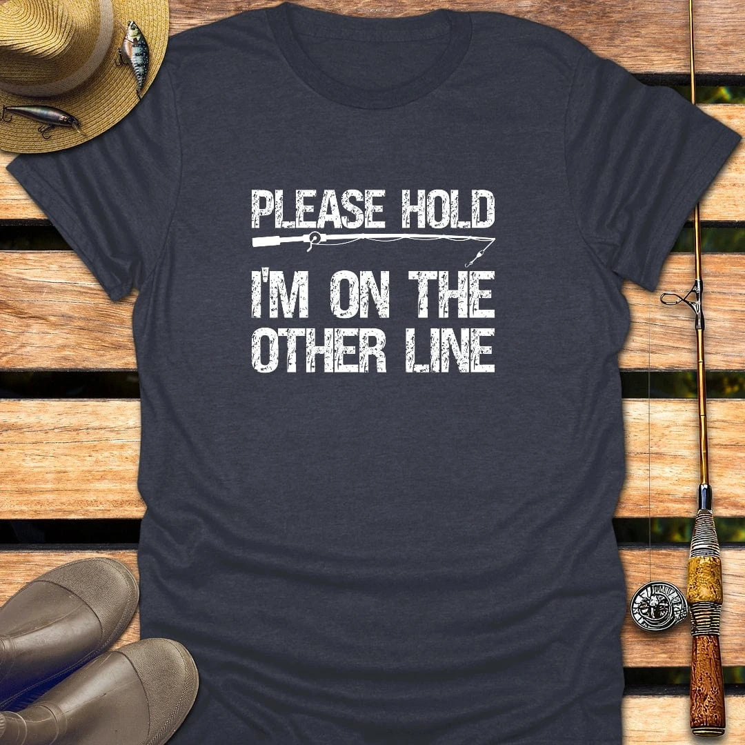 PLEASE HOLD T-Shirt FISHING T-Shirt Heather Navy / S