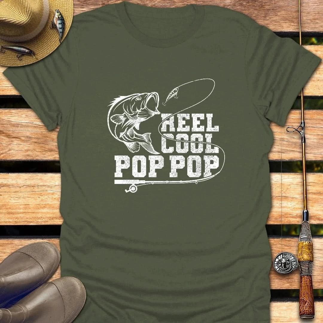 POP POP T-Shirt FISHING T-Shirt Military Green / S