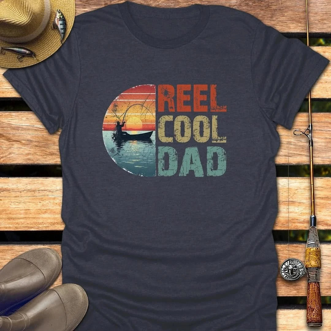 REEL COOL DAD T-Shirt FISHING T-Shirt Heather Navy / S
