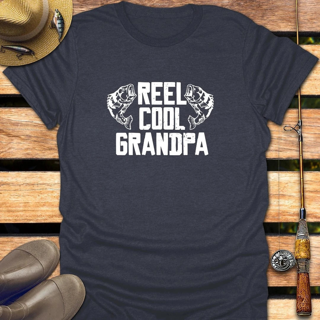 REEL COOL GRANDPA T-Shirt FISHING T-Shirt Heather Navy / S