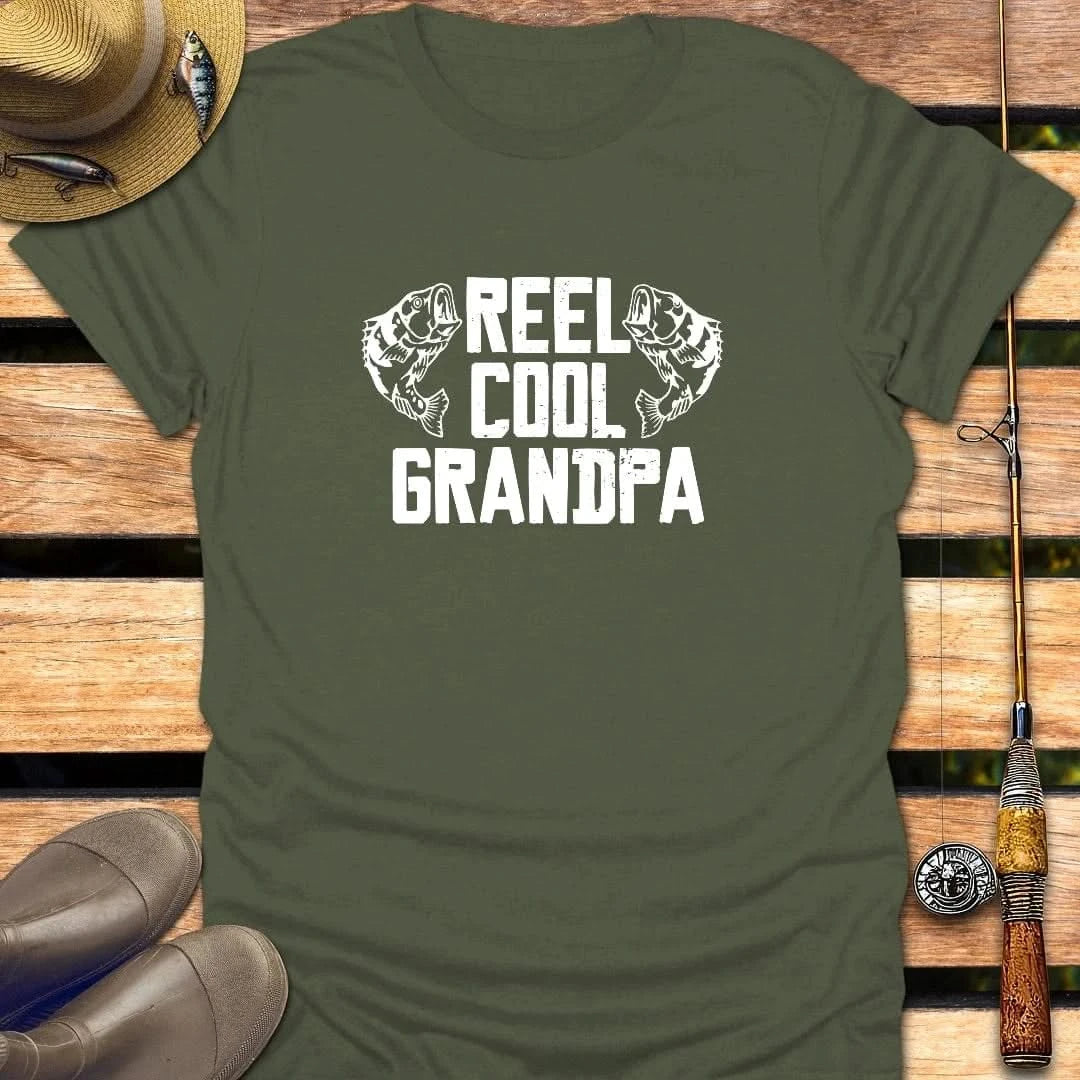 REEL COOL GRANDPA T-Shirt FISHING T-Shirt Military Green / S