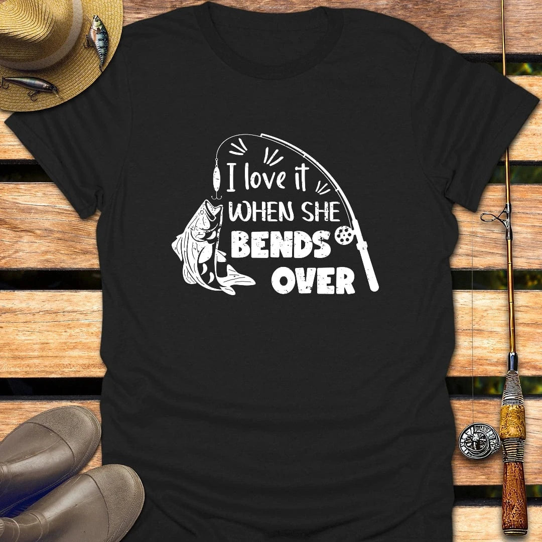 SHE BENDS OVER T-Shirt FISHING T-Shirt Black / S