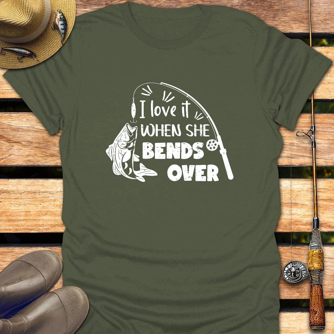 SHE BENDS OVER T-Shirt FISHING T-Shirt Military Green / S