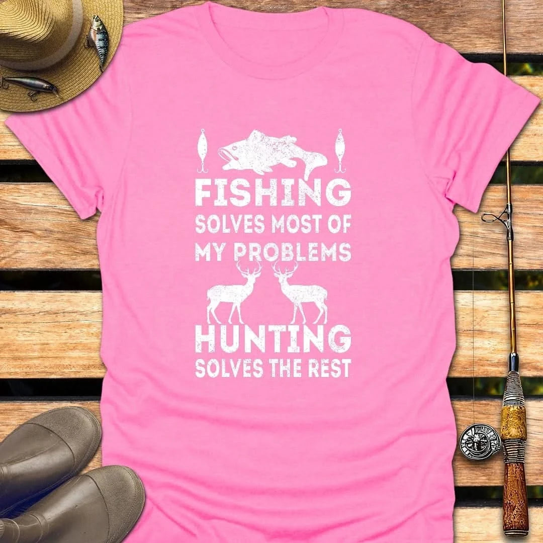 SOLVES PROBLEMS T-Shirt FISHING T-Shirt Azalea / S