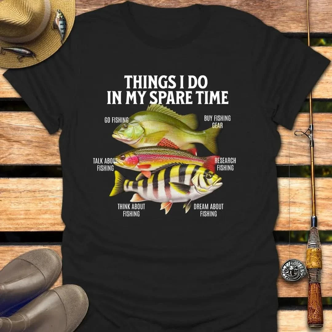 SPARE TIME T-Shirt FISHING T-Shirt Black / S