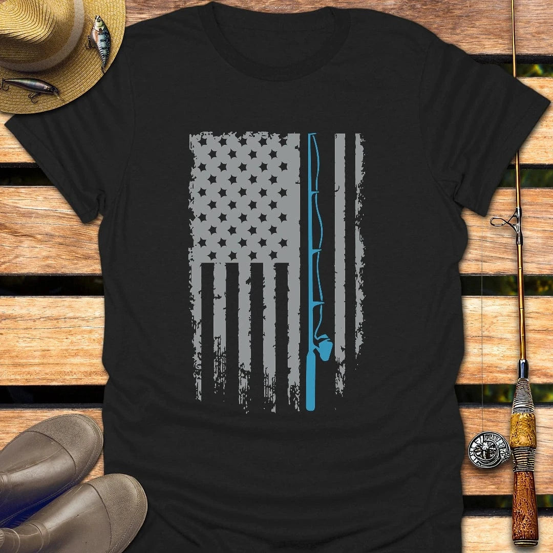 VINTAGE FISHING FLAG T-Shirt FISHING T-Shirt Black / S