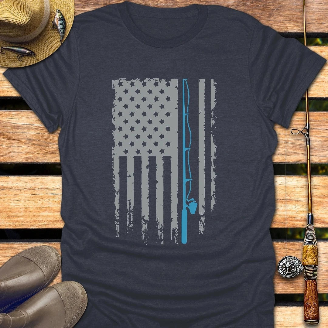 VINTAGE FISHING FLAG T-Shirt FISHING T-Shirt Heather Navy / S