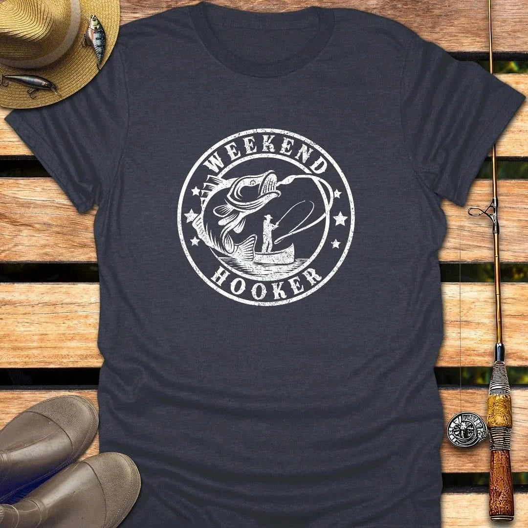 WEEKEND HOOKER T-Shirt FISHING T-Shirt Heather Navy / S