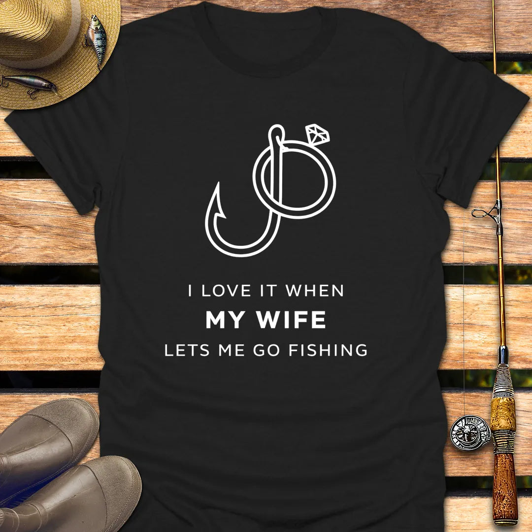 WIFE SAYS FISHING T-Shirt FISHING T-Shirt Black / S