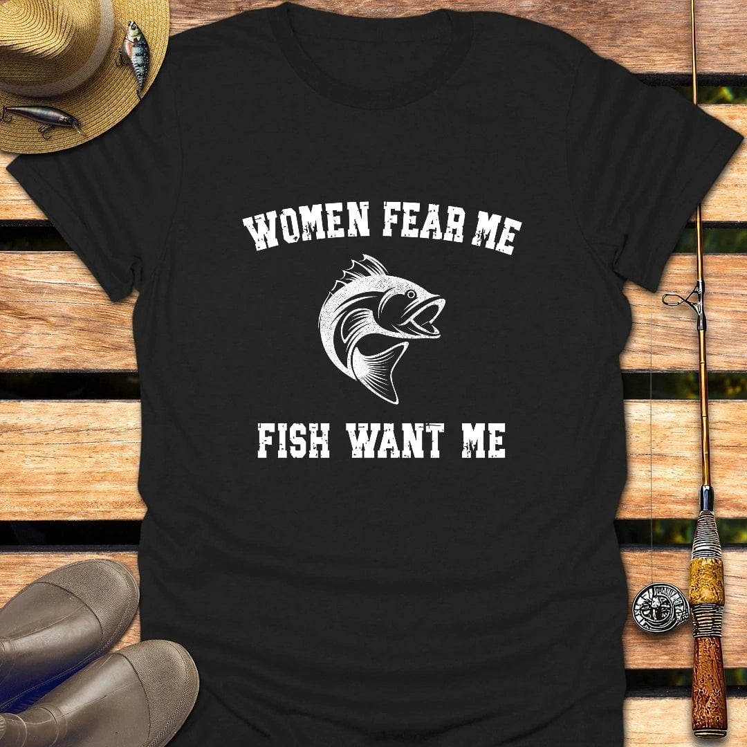 WOMEN FEAR ME T-Shirt FISHING T-Shirt Black / S