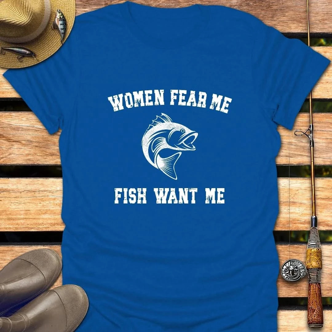 WOMEN FEAR ME T-Shirt FISHING T-Shirt Royal / S
