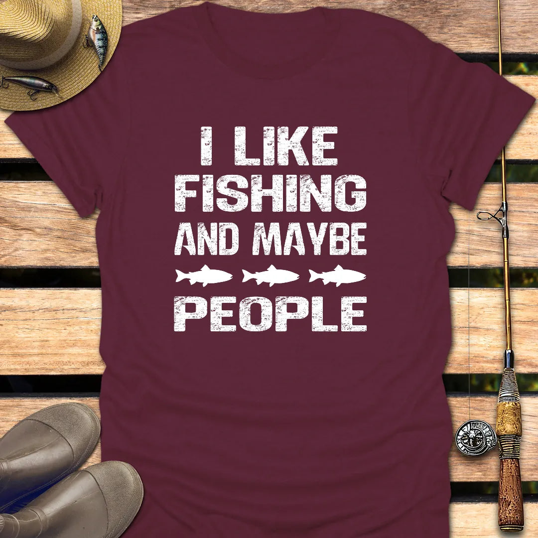 3 PEOPLE (FISH VERSION) T-Shirt FISHING T-Shirt Maroon / S