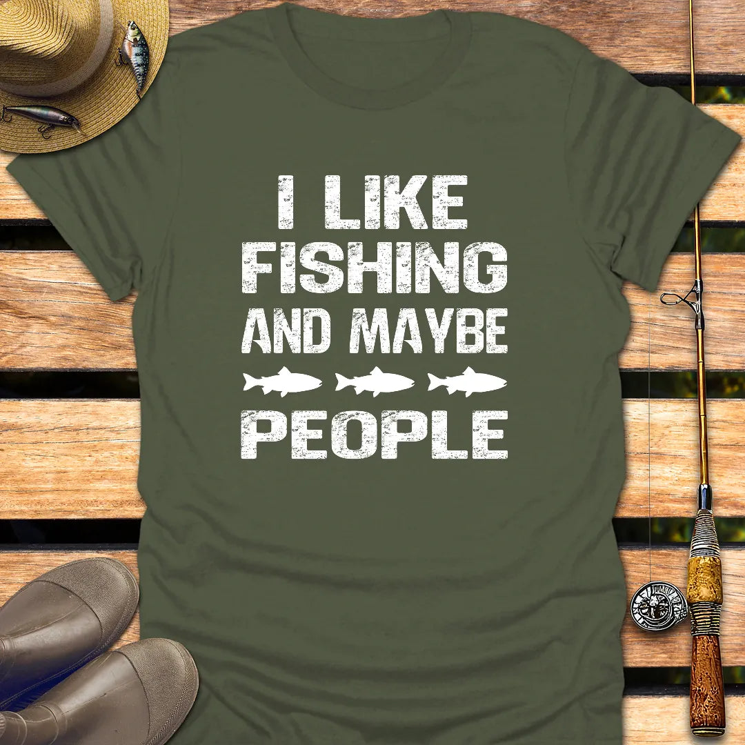 3 PEOPLE (FISH VERSION) T-Shirt FISHING T-Shirt Military Green / S