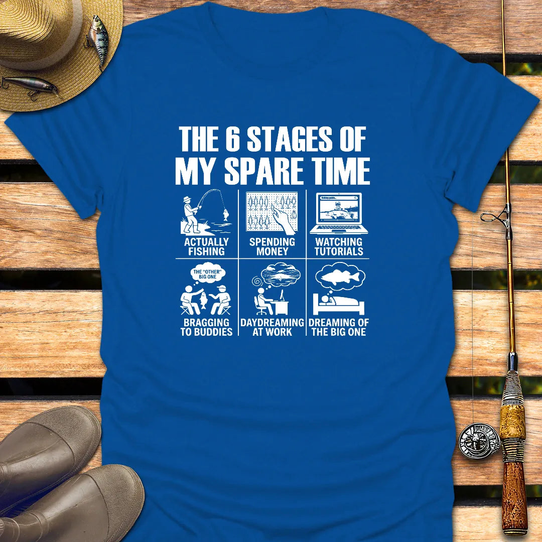 6 STAGES OF SPARE TIME T-Shirt FISHING T-Shirt Royal / S