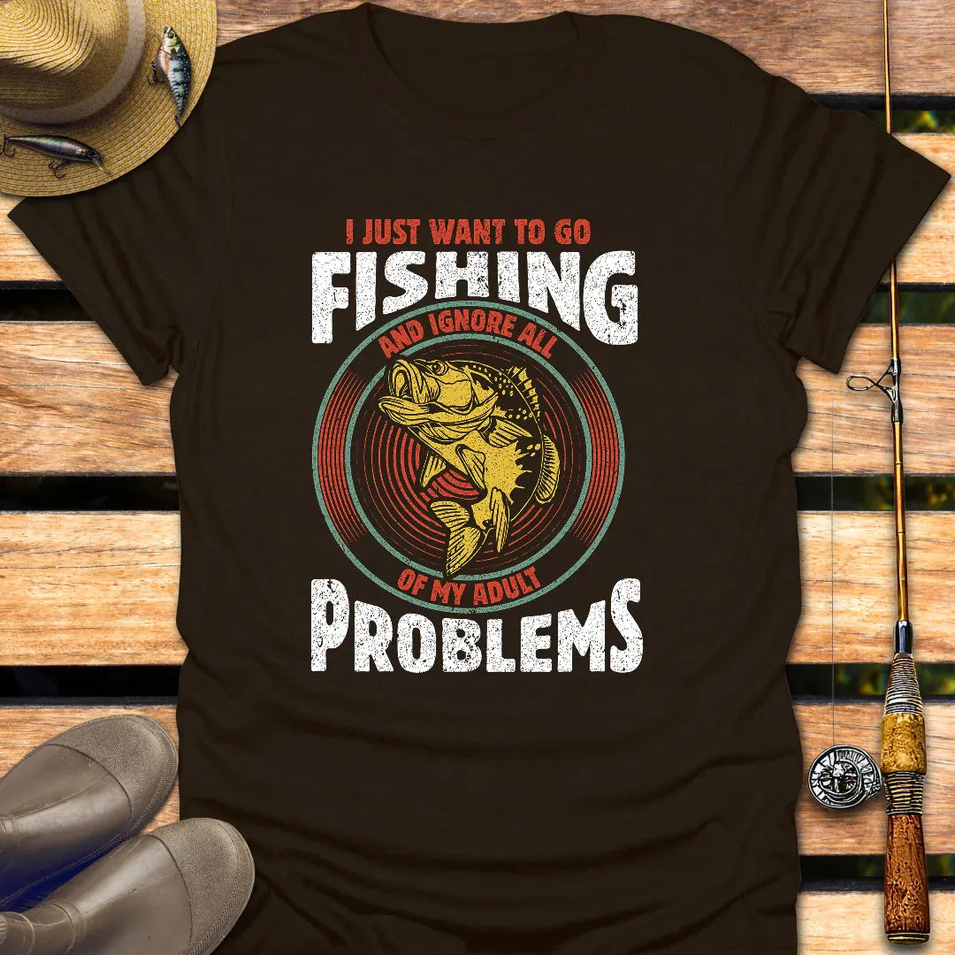 ADULT PROBLEMS T-Shirt FISHING T-Shirt Dark Chocolate / S