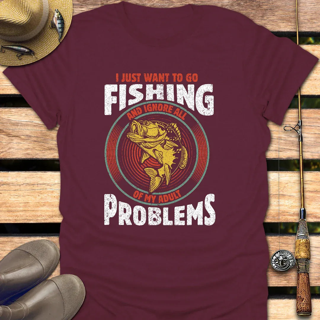 ADULT PROBLEMS T-Shirt FISHING T-Shirt Maroon / S