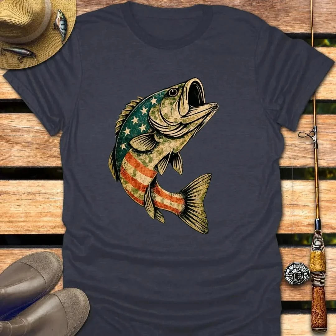 AMERICAN BASS T-Shirt FISHING T-Shirt Heather Navy / S