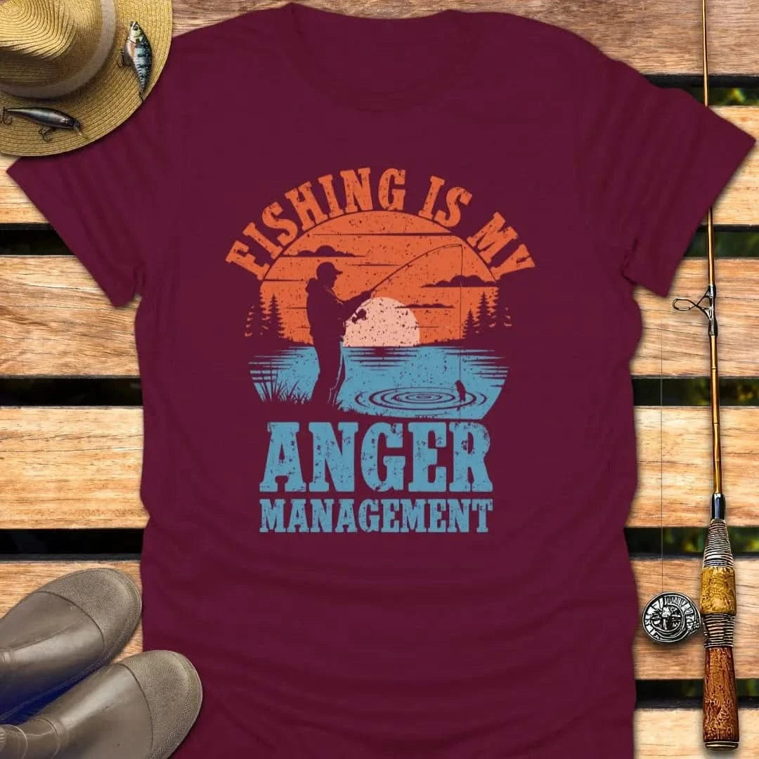 ANGER MANAGEMENT T-Shirt FISHING T-Shirt Maroon / S