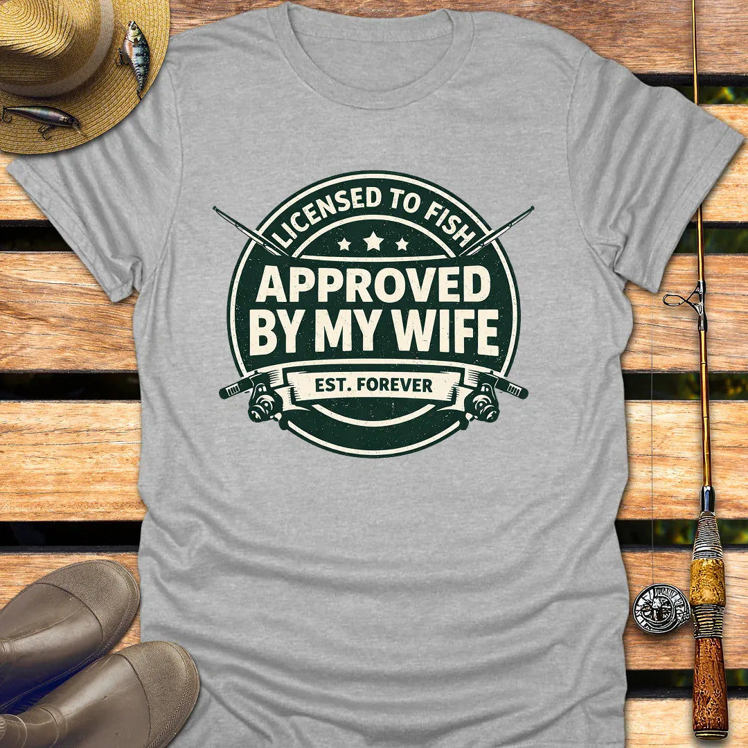 APPROVED BY MY WIFE  T-Shirt FISHING T-Shirt Sport Grey / S