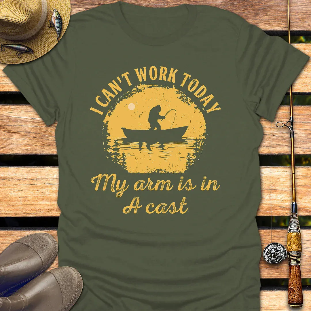 ARM IN CAST T-Shirt FISHING T-Shirt Military Green / S