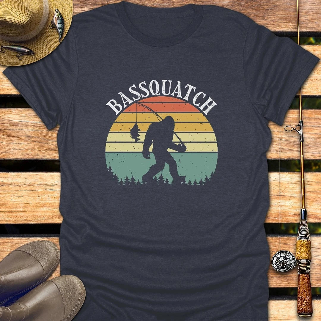 BASSQUATCH T-Shirt FISHING T-Shirt Heather Navy / S