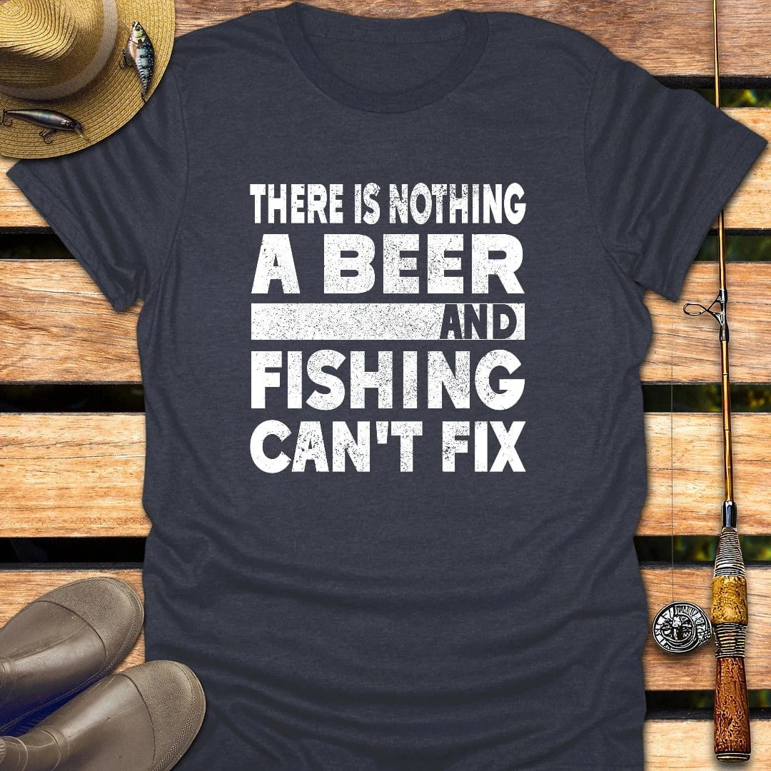 BEER & FISHING T-Shirt FISHING T-Shirt Heather Navy / S