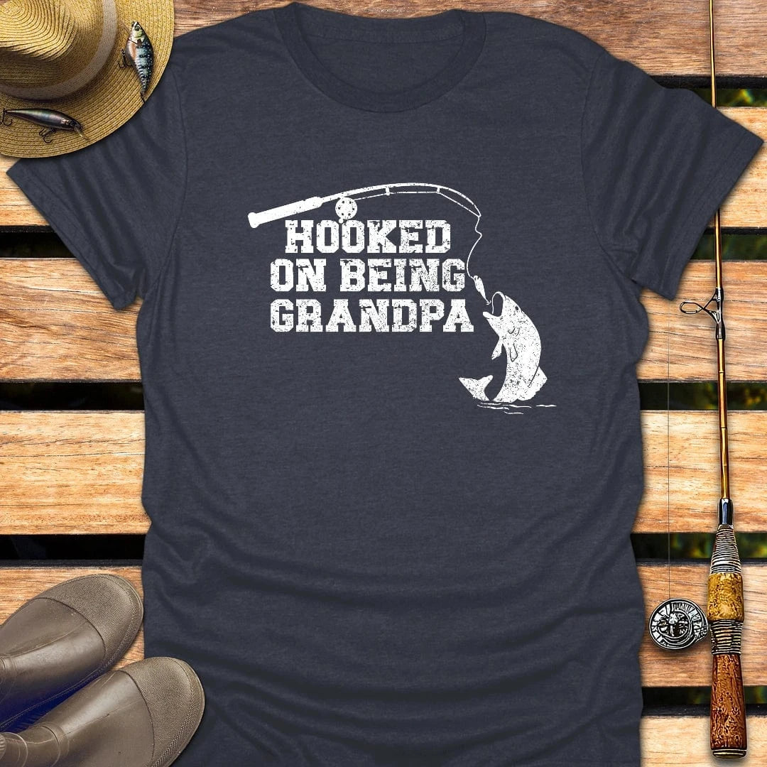 BEING GRANDPA T-Shirt FISHING T-Shirt Heather Navy / S