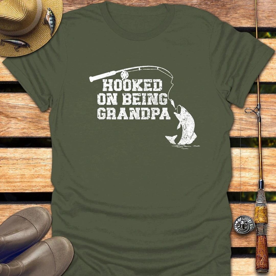 BEING GRANDPA T-Shirt FISHING T-Shirt Military Green / S