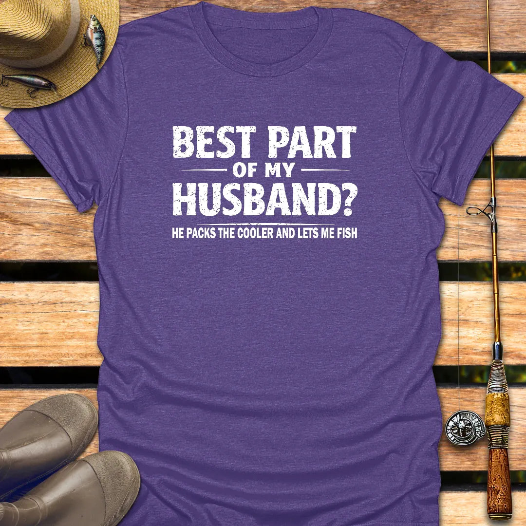 BEST PART OF MY HUSBAND T-Shirt FISHING T-Shirt Heather Purple / S
