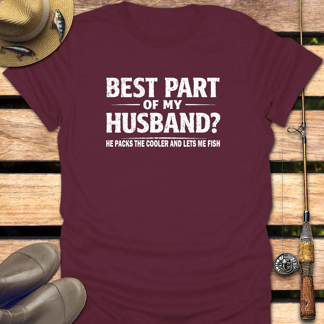 BEST PART OF MY HUSBAND T-Shirt FISHING T-Shirt Maroon / S