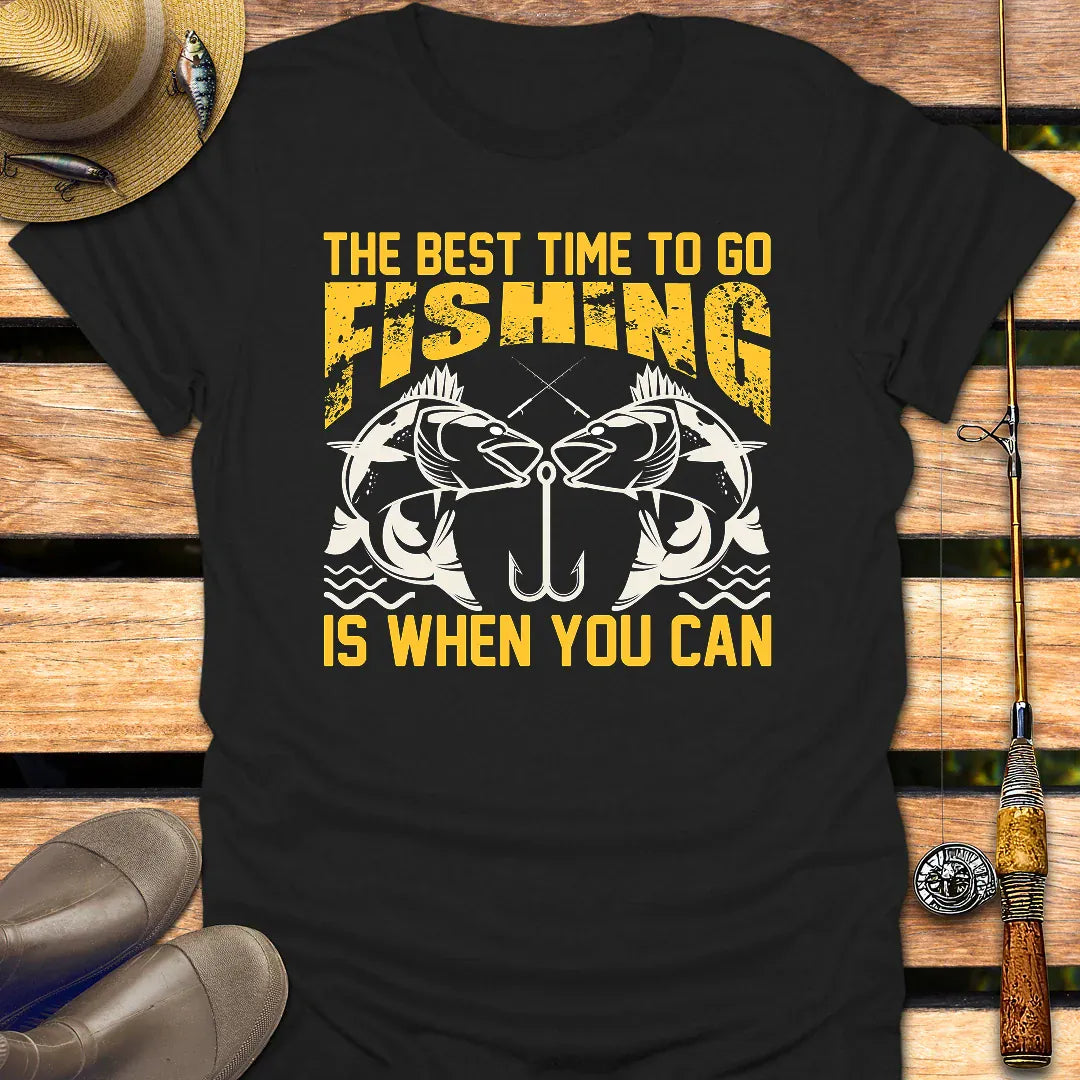 BEST TIME TO FISH T-Shirt FISHING T-Shirt Black / S